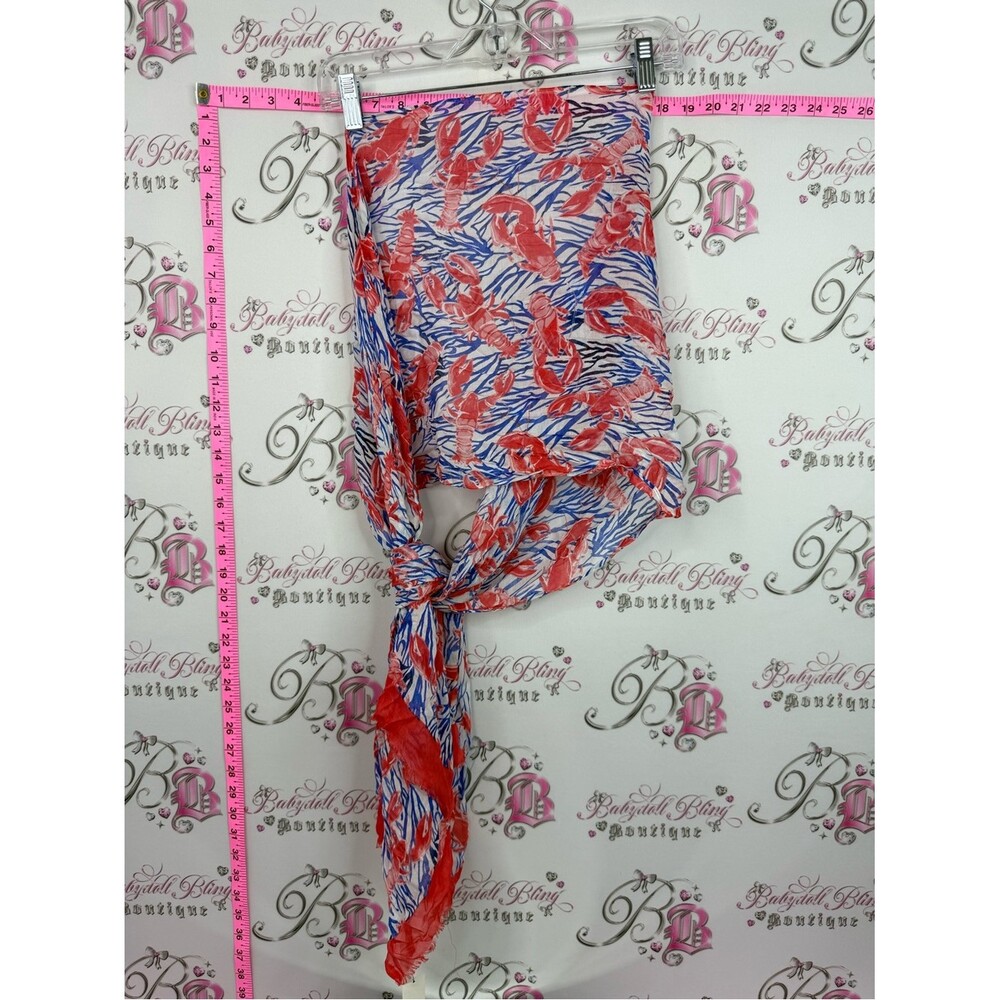 Talbots Red, Blue & White Lobster Print Scarf or wrap skirt